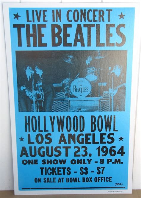 Vintage Beatles Concert Poster Hollywood Bowl LA 1964 - Etsy