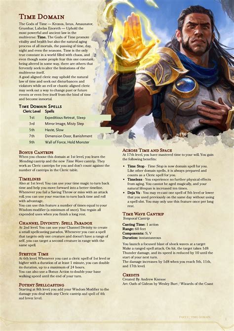 Cleric: Time Domain 5th | D&d dungeons and dragons, Dnd dragons, Dungeons and dragons classes