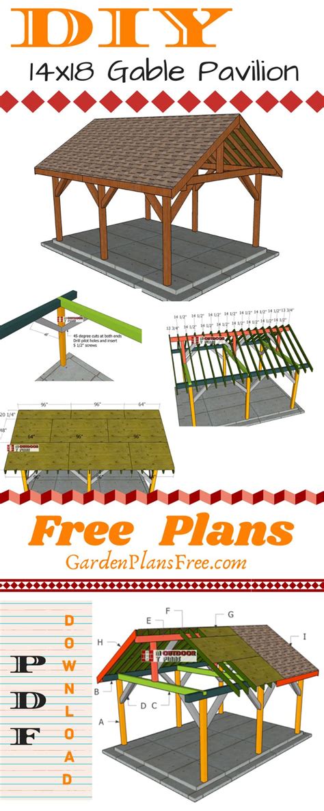 14x18 Gable Pavilion - Free DIY Plans | Pavilion plans, Gazebo plans ...