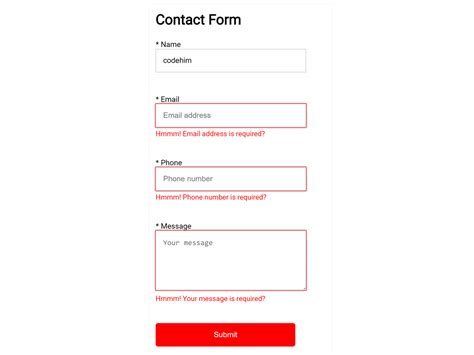 Contact Form Validation in JavaScript — CodeHim