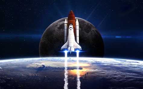 Download Sci Fi Space Moon Vehicle Space Shuttle 4k Ultra HD Wallpaper