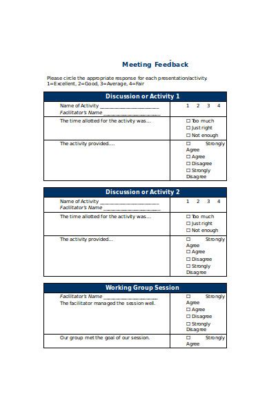 FREE 38+ Meeting Feedback Forms in PDF | Ms Word