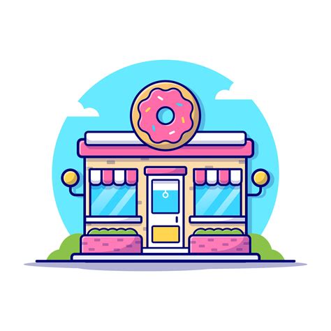 Doughnut Shop Building Cartoon Vector Icon Illustration. Food Building ...