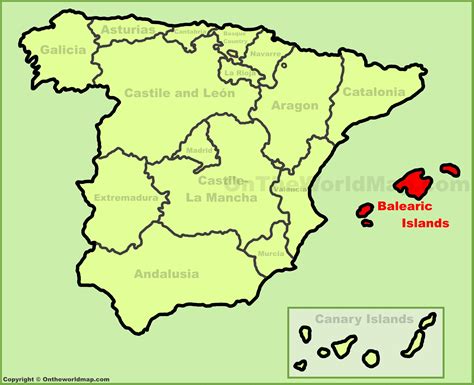 Balearic Islands location on the Spain map - Ontheworldmap.com