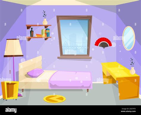 Room for girl. House bedroom for girl kid children cartoon vector appartment Stock Vector Image ...