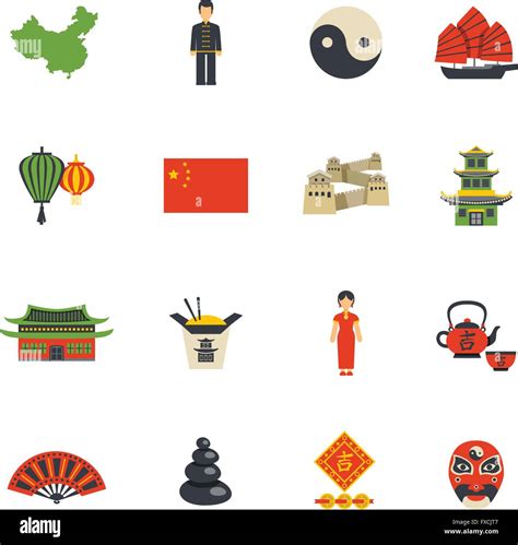 Chinese Culture Symbols Flat Icons Set Stock Vector Image & Art - Alamy