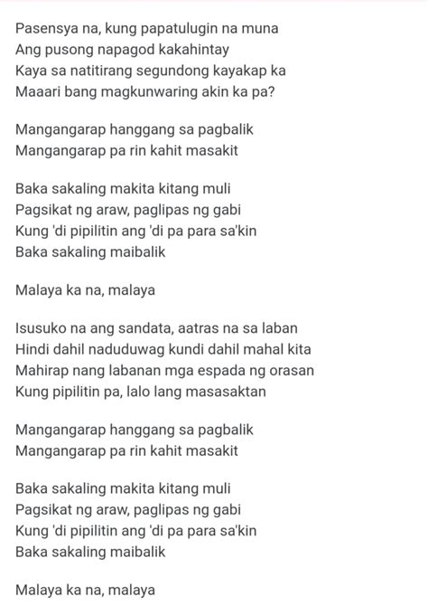 O Bakit Pa Kailangan Pang Umalis Lyrics