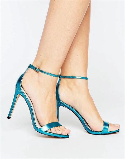 Steve Madden Stecy Metallic Barely There Heeled Sandals in Blue | Lyst