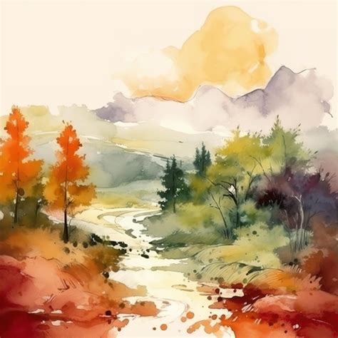 Premium AI Image | abstract watercolor minimalist landscape