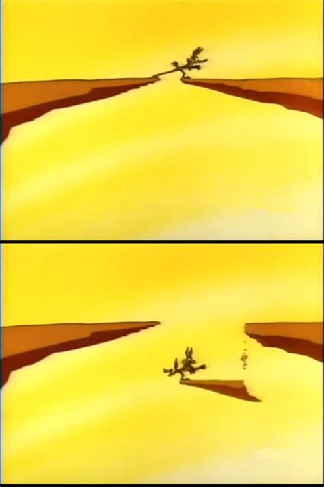 Wile E Coyote walking across cliff (Road Runner looney tunes) Memes ...