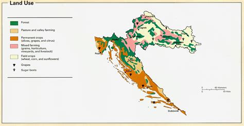 Kroatien Temperaturkarte