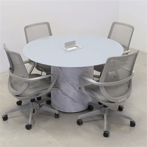 Omaha Round Conference Table With Tempered Glass Top