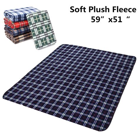 Outdoor Picnic Blanket Machine Washable, Extra Large 59”x51“ Soft Plush Fleece Waterproof Picnic ...