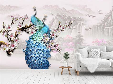 3D Flower Peacock 1456 Wall Murals | AJ Wallpaper