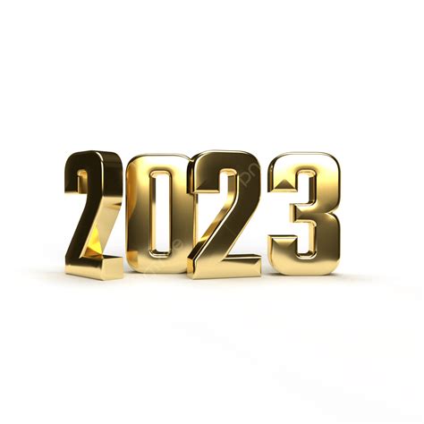 New Year 2023 Golden Steel Number Isolated On Transparent Background 3d ...