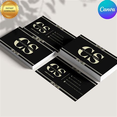 Gold Black Minimalist Business Card Editable Printable Luxury - Etsy