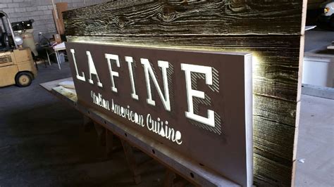 LA Fine Cuisine Sign | Outdoor signs, Business signs outdoor, Light box sign