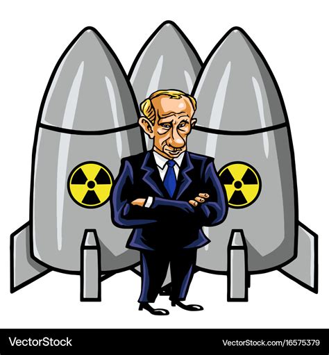 Vladimir putin cartoon with nuclear missiles Vector Image