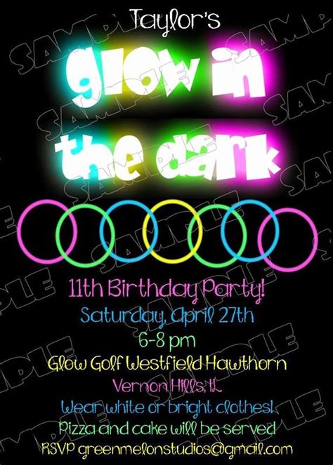 Black Light Party Invitation Templates New Glow In the Dark Invitations Glow Party by ...