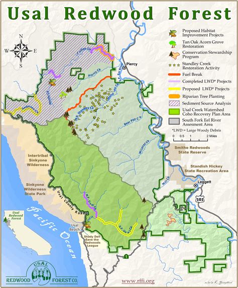 Map Of Pacific Coast Through Redwood National Park. | Pacific Coast ...