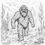 Premium Photo  Detailed Linework Bigfoot Drawing For Yetithemed sketch template