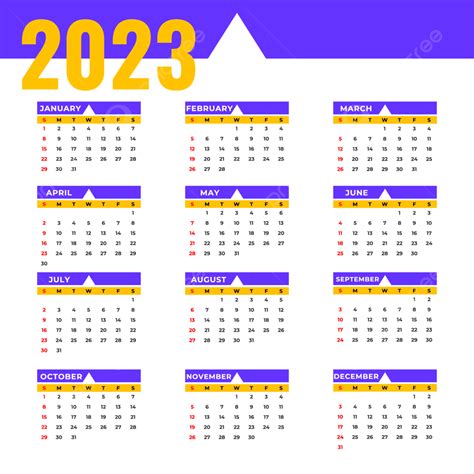 Yearly Calendar 2023, 2023, Calendar, Modern Calender PNG and Vector with Transparent Background ...