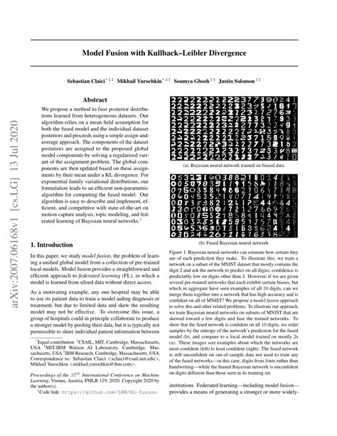 (PDF) Model Fusion with Kullback--Leibler Divergence