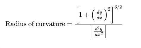 what is the formula of radius of curvature in maths - Brainly.in