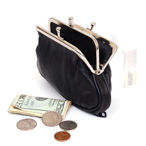 Leather Womens Wallet Metal Frame Coin Purse ID Credit Card Case Coin ...