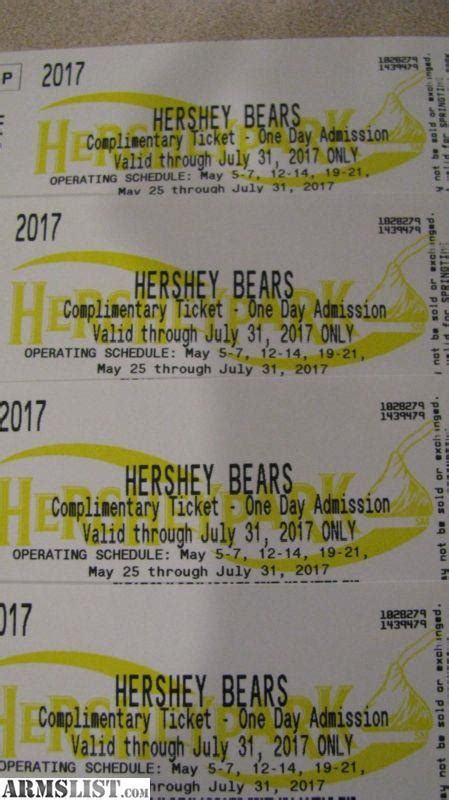 ARMSLIST - For Sale/Trade: 4 Hershey Park Tickets