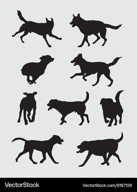 Dog running silhouettes Royalty Free Vector Image