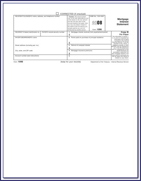 Fillable 1098 Mortgage Interest Form - Form : Resume Examples #yKVBbovrVM