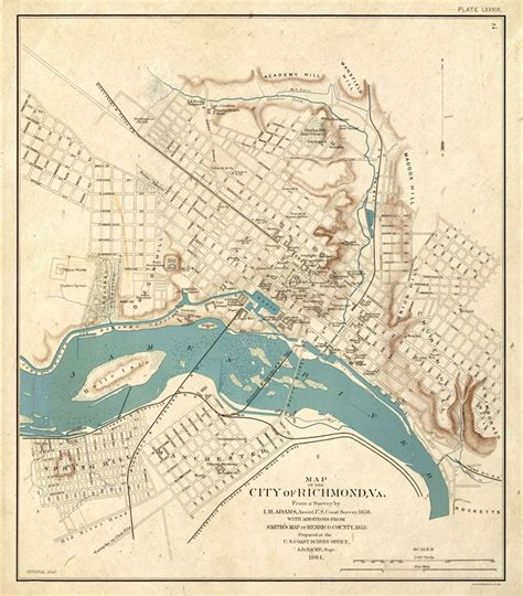 Old Map of Richmond Historical Map Reproduction on Paper or - Etsy | Map, Vintage maps ...