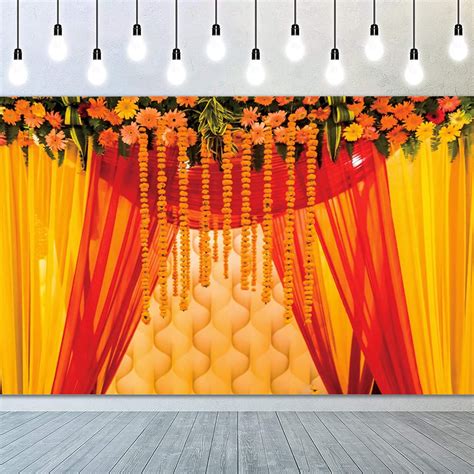 Buy YongFoto 10x8ft Indian Wedding Set Photography Background Hindu Traditional Wedding ...