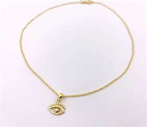 Eye of Ra Charm 18K Gold Plated 925 Silver, Eye Pendant with Chain, Eye ...