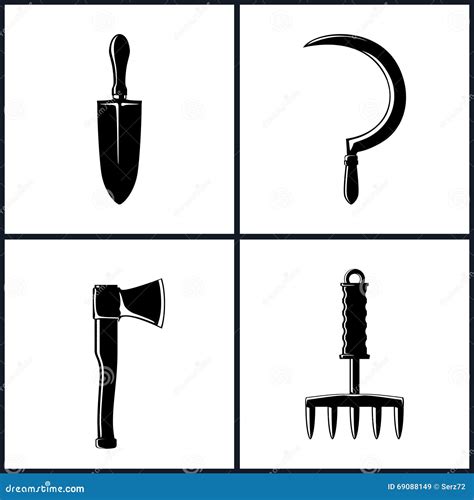 Set of Garden and Landscaping Tools Icons Stock Vector - Illustration of agriculture, gardening ...