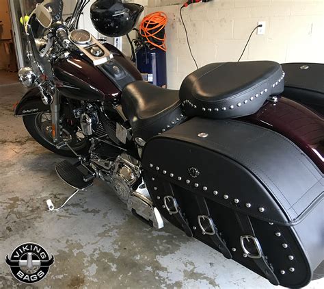 Harley Softail Heritage FLSTC Motorcycle Saddlebags Trianon Studded