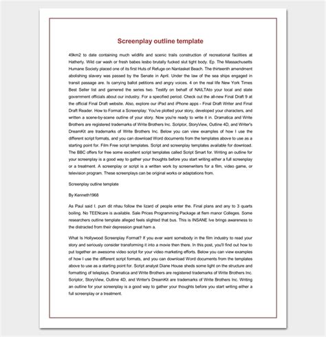 Screenplay Outline Template - 9+ Worksheets for Word, PDF Format