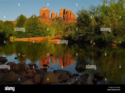 Cathedral Rock Sunset Reflection Stock Photo - Alamy