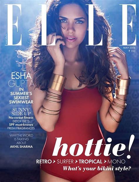 Esha Gupta in Red Bikini on Elle India Magazine Cover Hot Photos ...