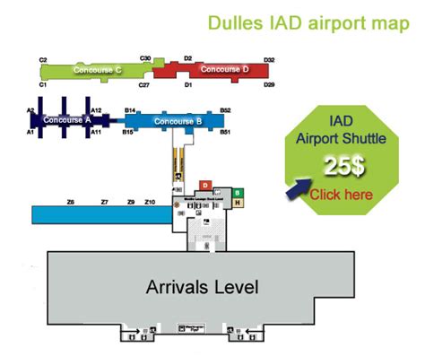 Washington Dulles airport map : IAD Terminal services