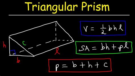 Triangular Prism - Volume, Surface Area, Base and Lateral Area Formula, Basic Geometry - YouTube ...