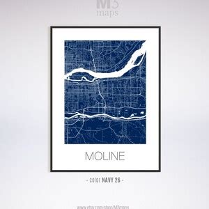 Moline Illinois Moline IL Map Moline Map Moline Print - Etsy