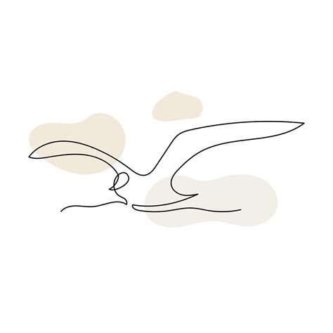 Dessin Au Trait Mouette Volante. Dessin De Contour. L'art Du ...