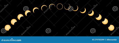 Annular Solar Eclipse Phases Stock Illustration - Illustration of ...