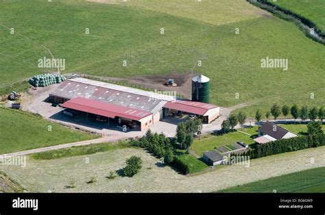 Aerial view over a farm Stock Photo - Alamy