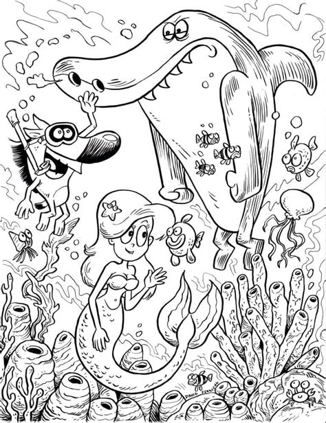 Zig with Sharko Coloring Page - Free Printable Coloring Pages for Kids