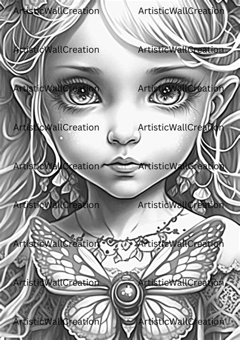 Fairy Coloring Page Adult Coloring Sheet Enchanted Fairy - Etsy