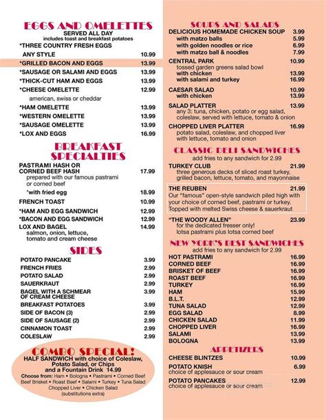 Menu of Carnegie Deli in Las Vegas, NV 89109