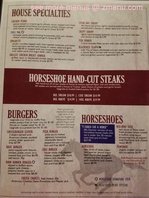 Menu at Horseshoe pub & bar, Collinsville